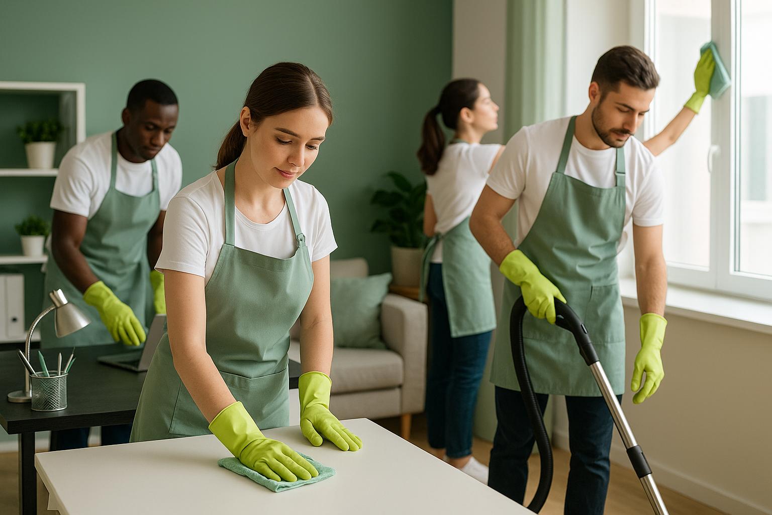 ReFresh Cleaning Pros team at work in a modern office